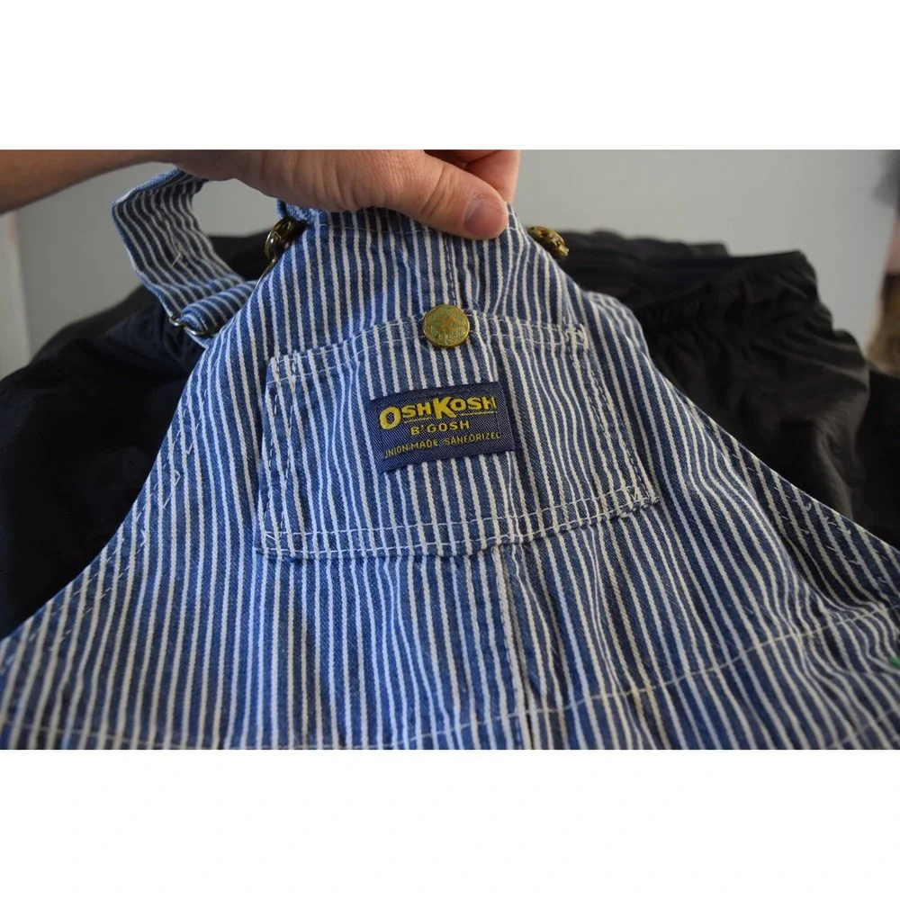 OshKosh B'gosh Overall Hickory Stripe Blue White Vestbak Kids Vintage Sanforized